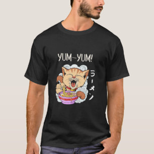 Ramen Noodles Cute Kawaii Cat Eating Ramen Noodle T Shirt