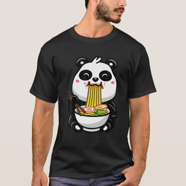 Ramen Noodles Panda Bear T Shirt (Framsida)