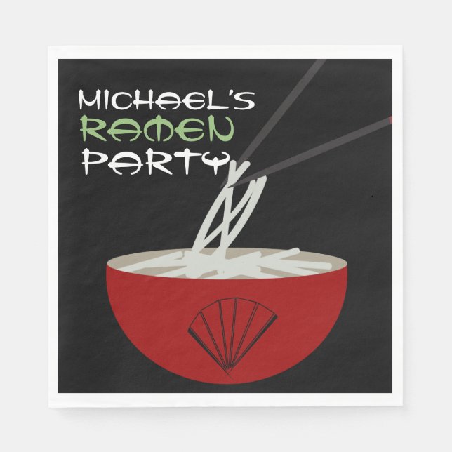 Ramen Nudlar Asiatisk Bowl Party Pappersservett (Framsidan)