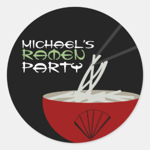 Ramen Nudlar Asiatisk Bowl Party Runt Klistermärke