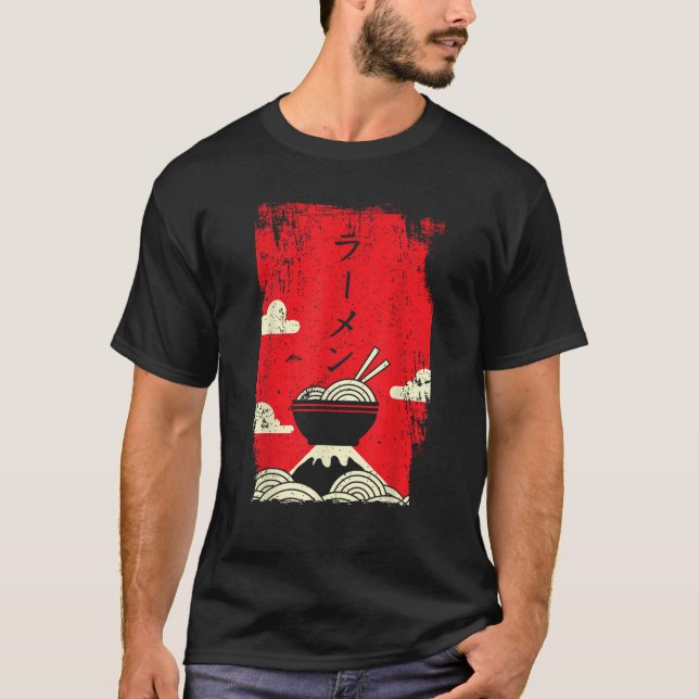 Ramen Nudlar Japansk Konst  T Shirt (Framsida)