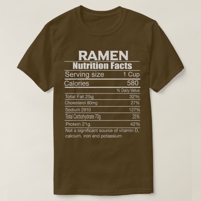 Ramen Nutrition facts Asian Korean Japanese Noodle T Shirt (Design framsida)