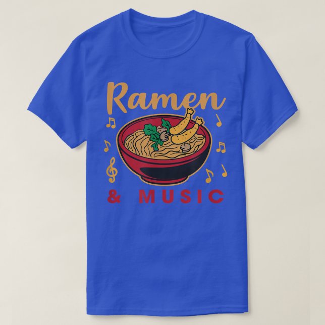 Ramen och Musik noter Musician Japanska Food  T Shirt (Design framsida)