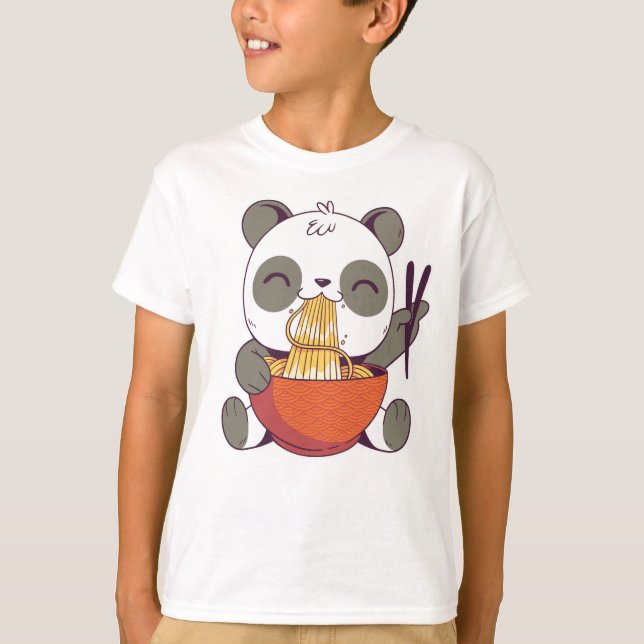 Ramen Panda Cute T Shirt (Framsida)