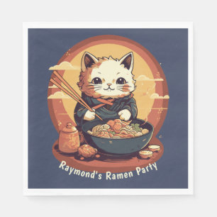 Ramen Party Boy's Birthday med Anime Cat Pappersservett