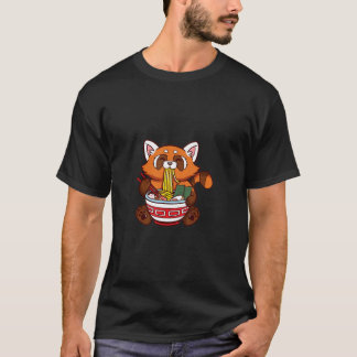 Ramen Red Panda Kawaii Anime Shirt Japansk mat L T Shirt