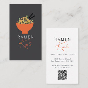 Ramen Restaurang Gray QR-kod Affärs-kort Visitkort