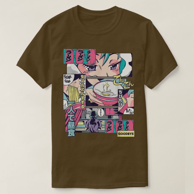 Ramen Shop Anime Manga Tecknad Panel 1444 T Shirt (Design framsida)