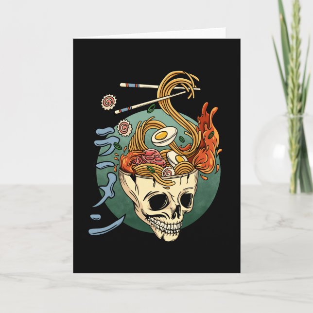 Ramen Skull Japansk Noodle Skull Anime Underbar Wa Kort (Framsida)