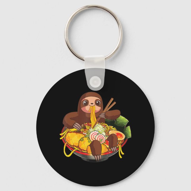 Ramen Sloth Kawaii Anime Jape Food Gifts Kids Nyckelring (Framsida)