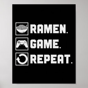 Ramen Spel Upprepa Nudel Videospel Konsol Spelare Poster