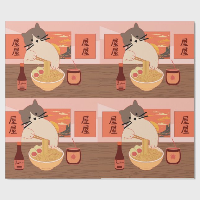 Ramen Sugmönster Presentpapper (Platt)