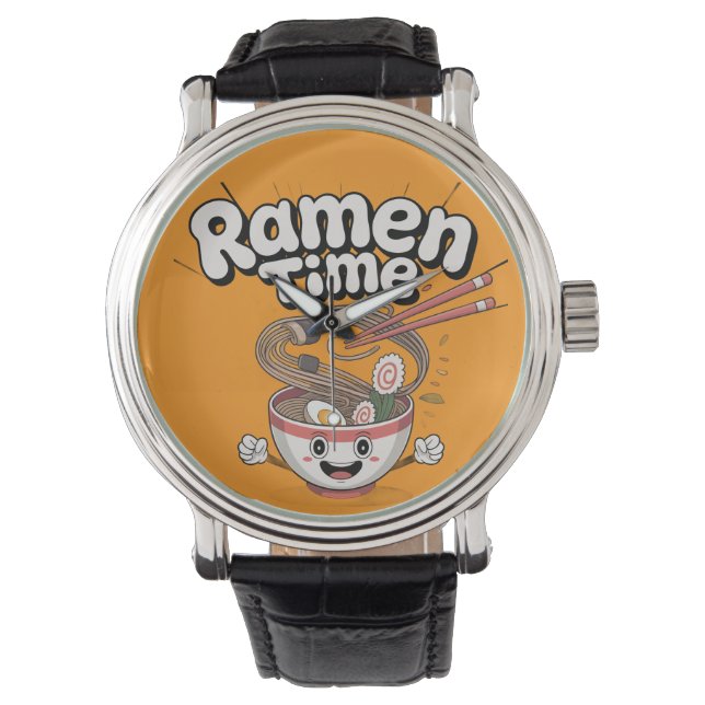 Ramen Time - Cute Tecknad Ramen Bowl Armbandsur (Framsida)