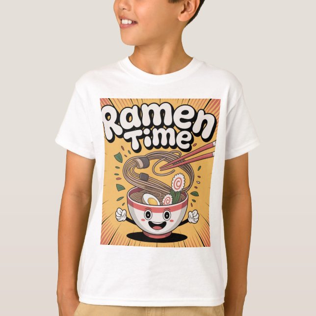 Ramen Time - Cute Tecknad Ramen Bowl T Shirt (Framsida)