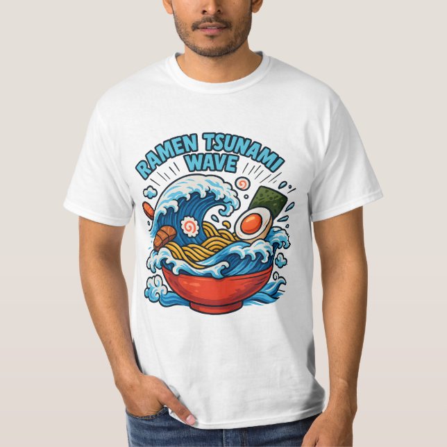 Ramen Tsunami-våg – Sörpla stormen T Shirt (Framsida)