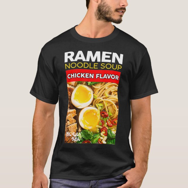 Ramen Udon Noodle Soppa Chicken Flavor Novelty Gra T Shirt (Framsida)