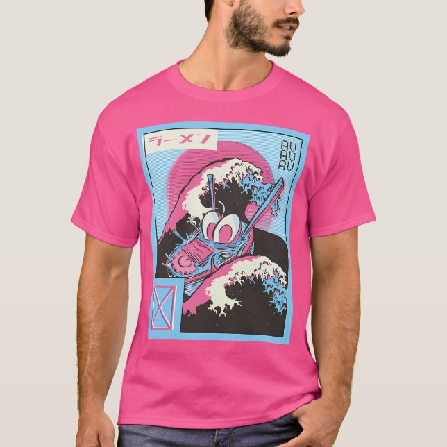 Ramen Vaporwave Wave Dragon T Shirt (Framsida)