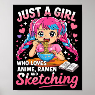 Ramenälskare Bara En Tjej Som Älskar Anime Och Ski Poster