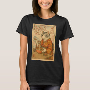 Ramenkatt – Japansk stil katt som njuter av nudlar T Shirt