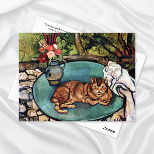 Raminou Cat Vas Carnations Suzanne Valadon Vykort