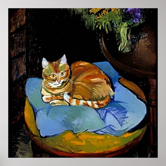 "Raminou on a Blue Blanket" av Suzanne Valadon Poster (Framsidan)