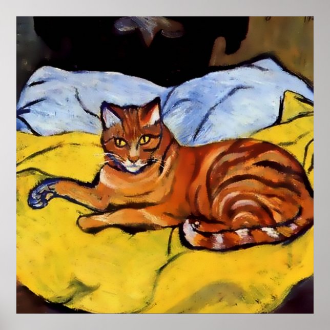 "Raminou on a Gult Blanket" av Suzanne Valadon Poster (Framsidan)