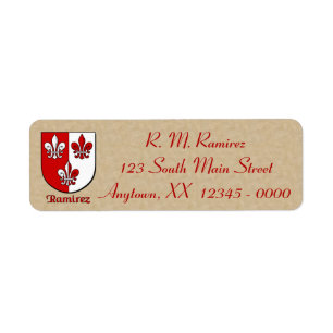 Ramirez Heraldic Shield Returadress Etikett