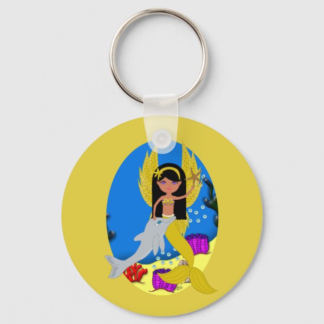 Ramla the Merfaery and Dolphin Keychain Nyckelring (Framsida)