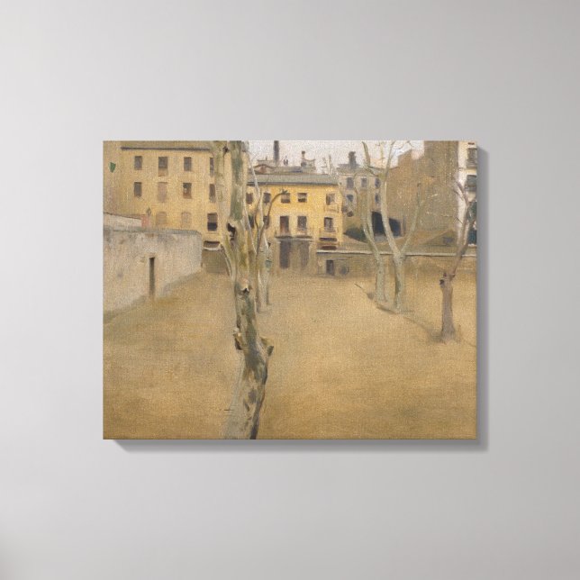 Ramon Casas - Courtyard från det gamla Barcelonafä Canvastryck (Framsida)
