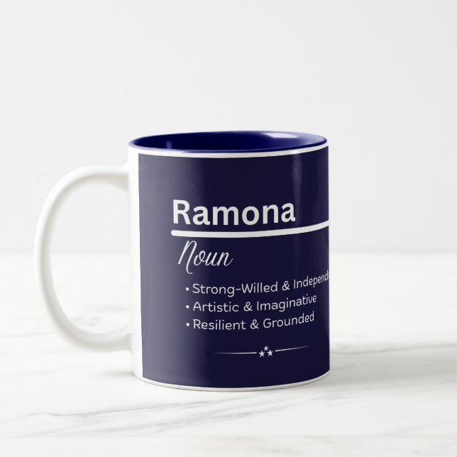 Ramona Personlig Namn Kaffe Mugg (Vänster)