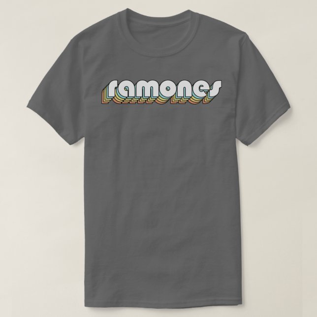 Ramones Retro Rainbow Typography Faded Stil T Shirt (Design framsida)