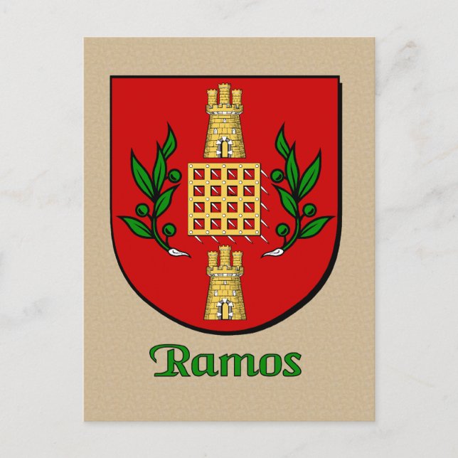 Ramos Family Heraldic Shield Vykort (Framsida)