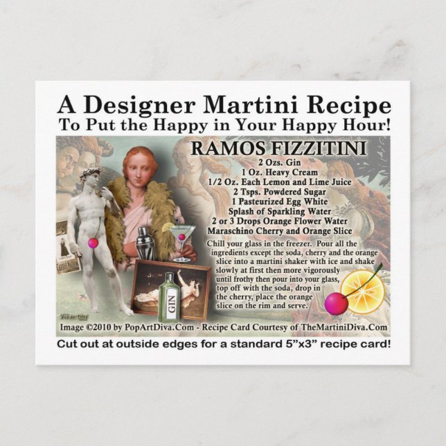 Ramos Fizz Martini Recipe-vykort Vykort (Framsida)