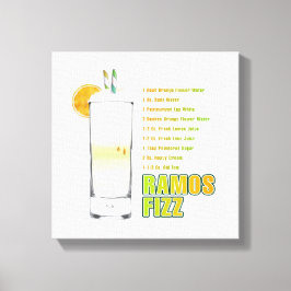 Ramos Gin Fizz Cocktail Recipe Art 12"x12" Canvastryck