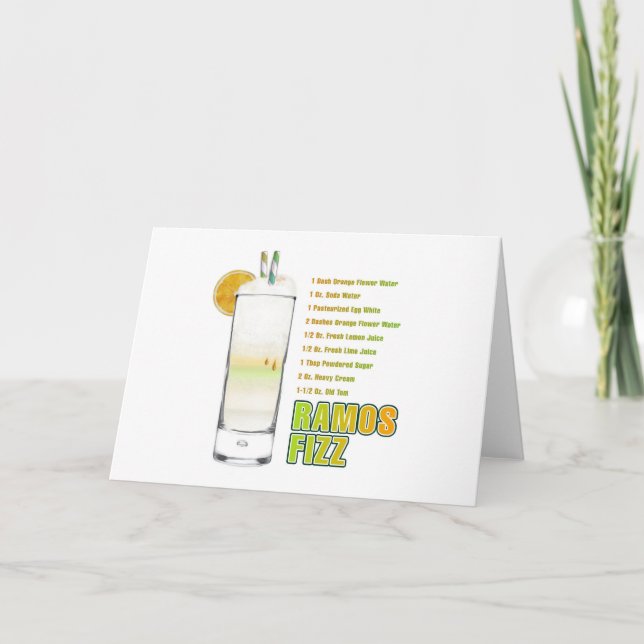 Ramos Gin Fizz Cocktail Recipe Art Kort (Framsida)