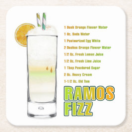 Ramos Gin Fizz Cocktailrecept Konst Underlägg Papper Kvadrat