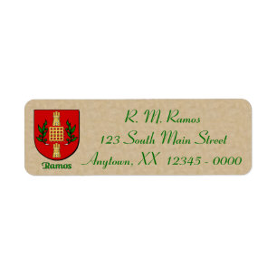 Ramos Heraldic Shield Returadress Etikett