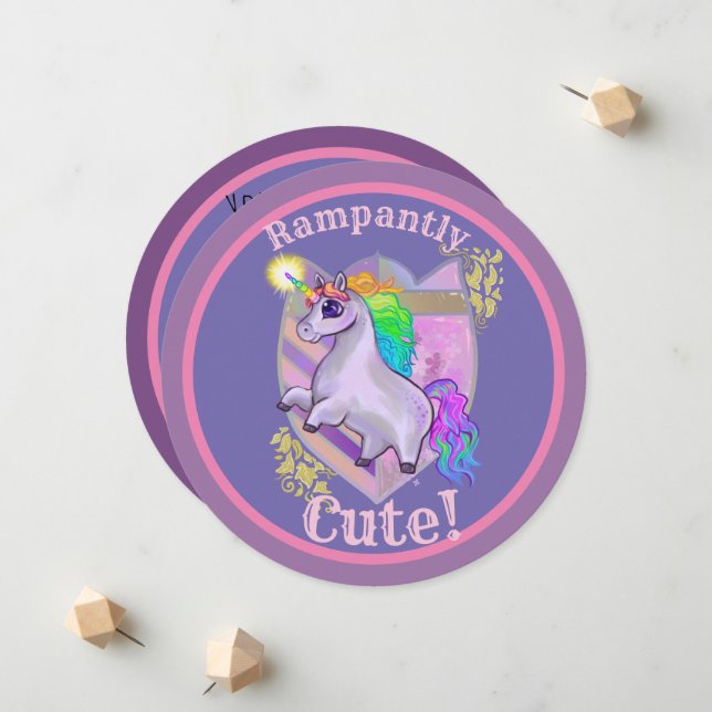Rampant Cute Unicorn-meddelande Meddelande (Fram/Back In Situ)