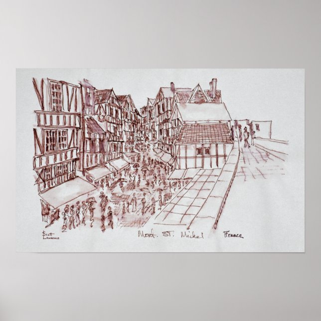 Rampart, Mont Saint-Michel | Normandie, Frankrike Poster (Framsidan)