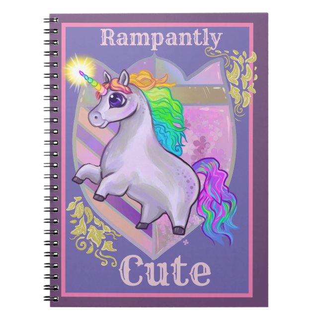 Rampating Cute Unicorn Anteckningsbok (Framsidan)