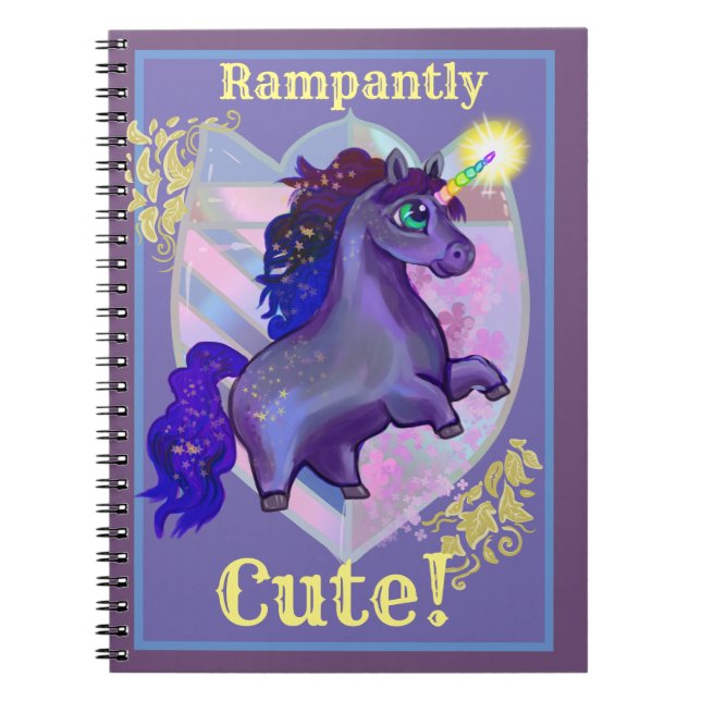 Rampating Cute Unicorn Anteckningsbok (Framsidan)