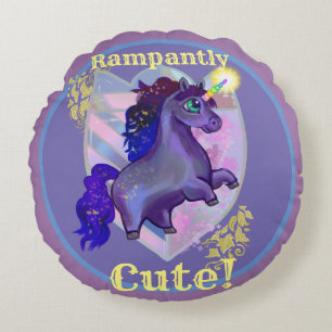 Rampating Cute Unicorn Rund Kudde