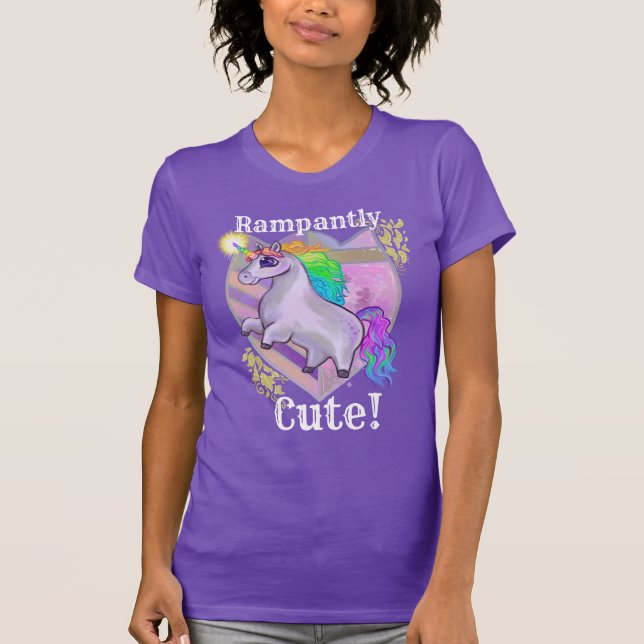 Rampating Cute Unicorn T Shirt (Framsida)