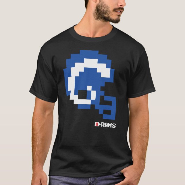 Rams Alternate Tecmo Bowl Helmet T-Shirt (Framsida)