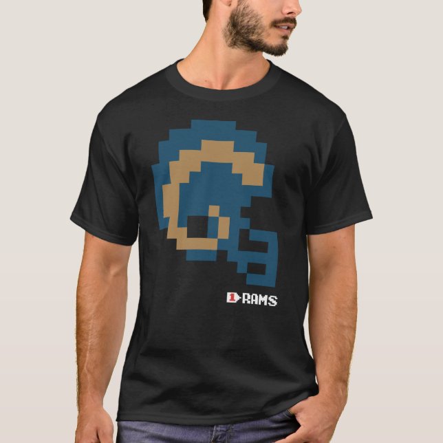 Rams Throwback Tecmo Bowl Helmet T-Shirt (Framsida)