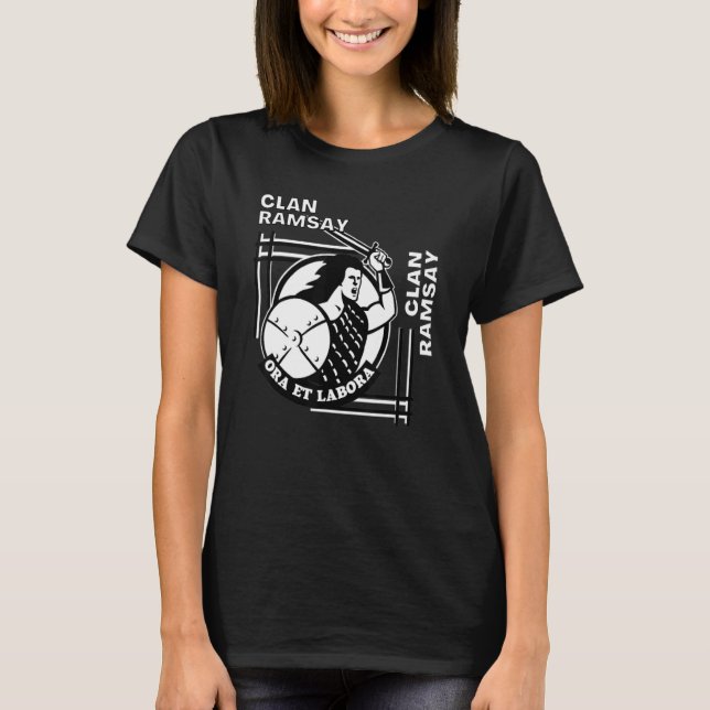 Ramsay Clan Gaeliska valspråk Svärdskämpe T Shirt (Framsida)