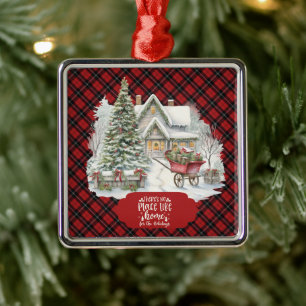 Ramsay Red Modern Clan Tartan Jul Julgransprydnad Metall