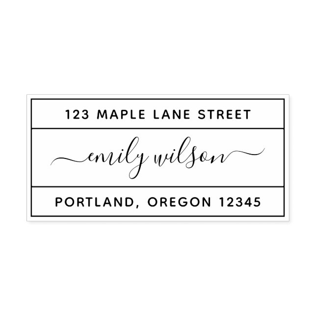Ramsskrift Namn Returadress Självfärgande Stämpel (Design)