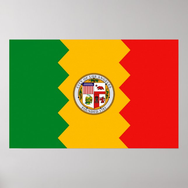 Ramtryck med Flagga Los Angeles, Kalifornien Poster (Framsidan)