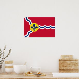 Ramtryck med Flagga St. Louis, Missouri Poster
